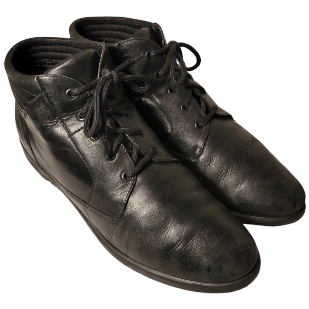Size 8.5 Genuine Leather Black Ankle Booties/Vintage Lace Up Short Ankle Boots